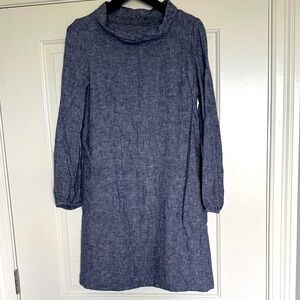 Elegant linen Blue Women's Dress